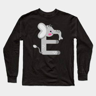 Letter E elephant  animal alphabet back to school Long Sleeve T-Shirt